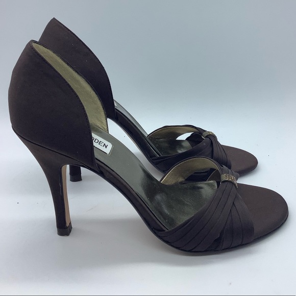 Steve Madden Women Size 8.5 Eunise Purple Leather Open Toe 4" Heels - Picture 1 of 7